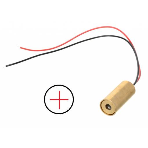Foto - Laserový modul s optikou vykresľujúcou kríž - Červený, 4~6mW 9mm 5V