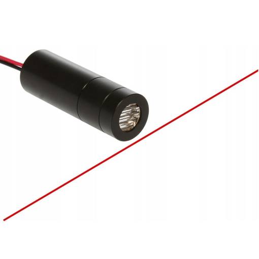 Foto - Laserový modul s optikou vykresľujúcou kríž - Červený, 10mW 12mm 5V