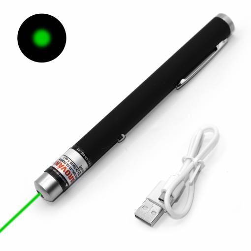 Foto - Laserové ukazovátko s USB nabíjaním - Zelené, 50mW