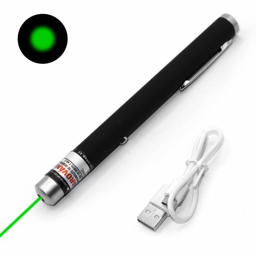 Foto - Laserové ukazovátko s USB nabíjaním - Zelené, 100mW